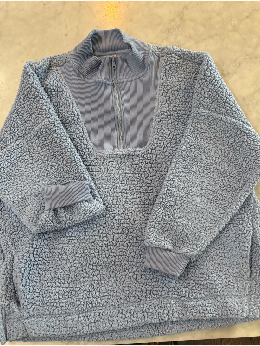 aerie 2X Light Blue Sherpa Half-Zip Pullover